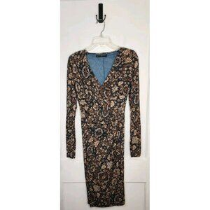 Peruvian Connection Ariana Faux Wrap Midi Dress Size XS Paisley